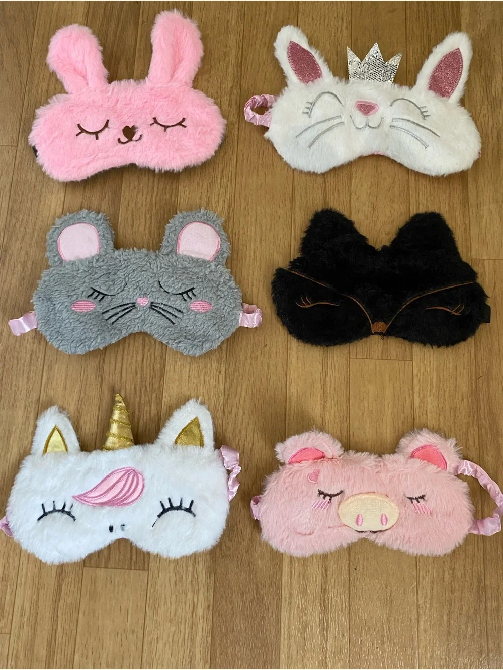 Sleepover Plush Kids Sleep Masks Set of 6 NWOT